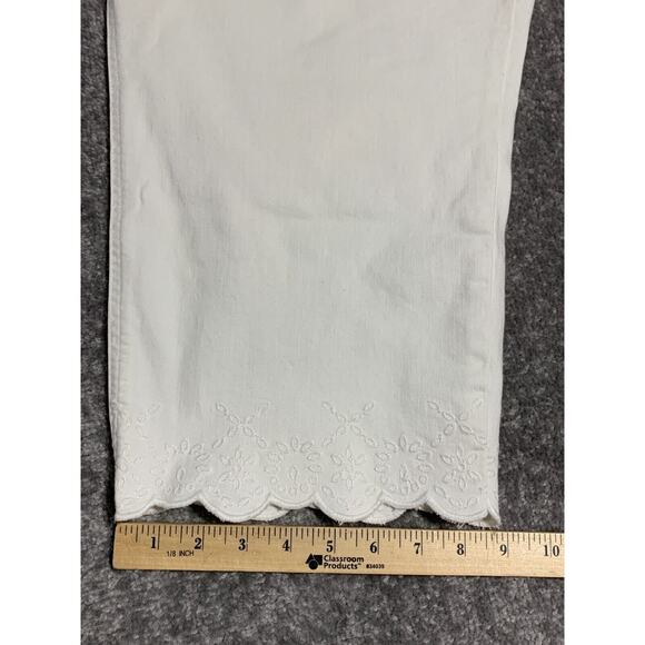 Catherines Crop Jeans Women Size 24W White Pocket Cotton Embroidery - Picture 11 of 14